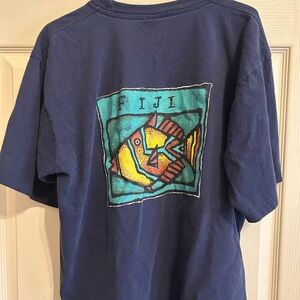 Navy T-Shirt with Fiji Fish Graphic